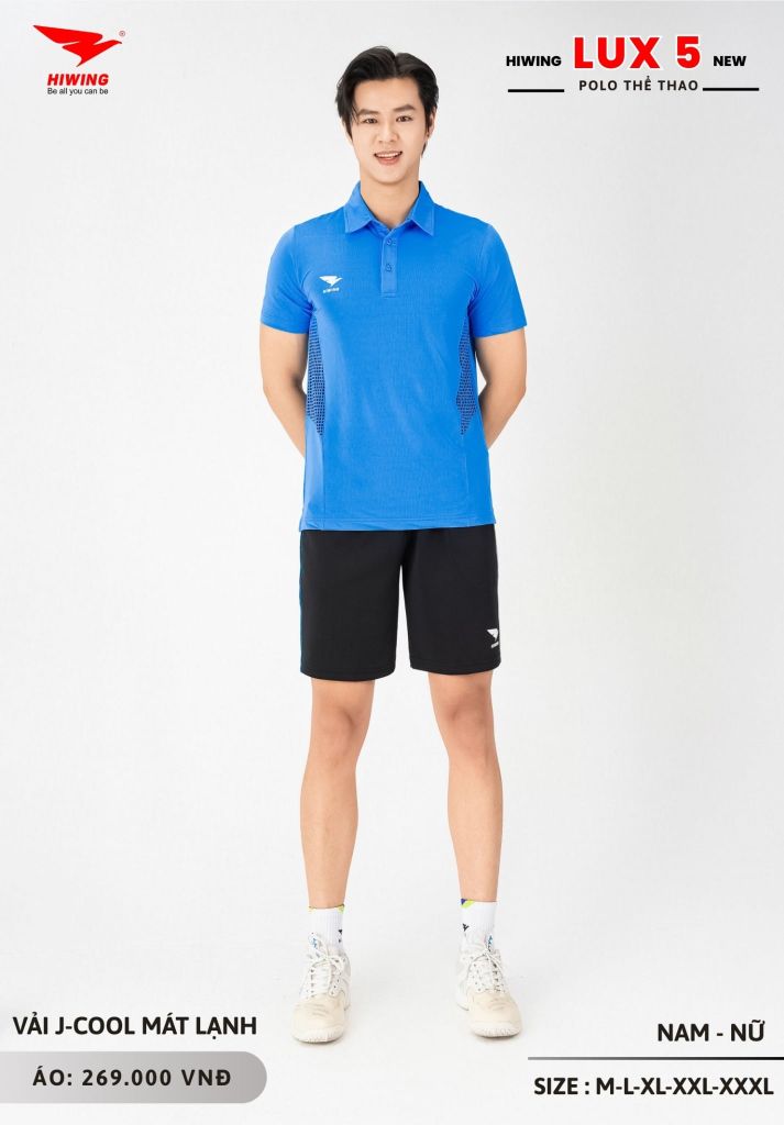 Áo Cầu Lông Pickleball Bóng Chuyền Hiwing Lux 5 Nam Nữ Màu Xanh Da