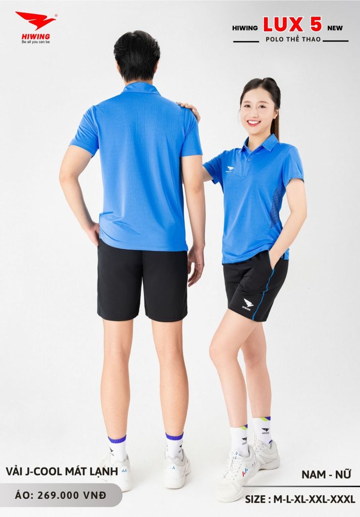 Áo Cầu Lông Pickleball Bóng Chuyền Hiwing Lux 5 Nam Nữ Màu Xanh Da