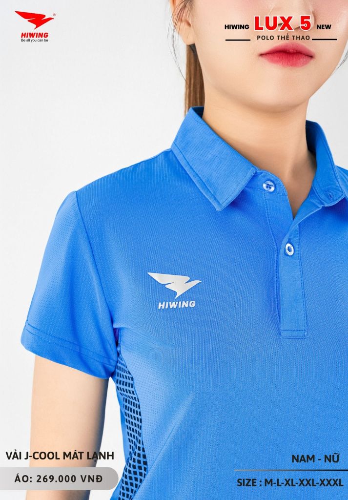 Áo Cầu Lông Pickleball Bóng Chuyền Hiwing Lux 5 Nam Nữ Màu Xanh Da