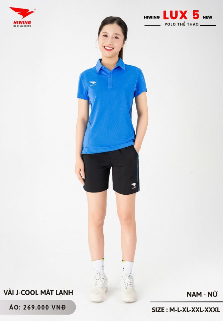 Áo Cầu Lông Pickleball Bóng Chuyền Hiwing Lux 5 Nam Nữ Màu Xanh Da