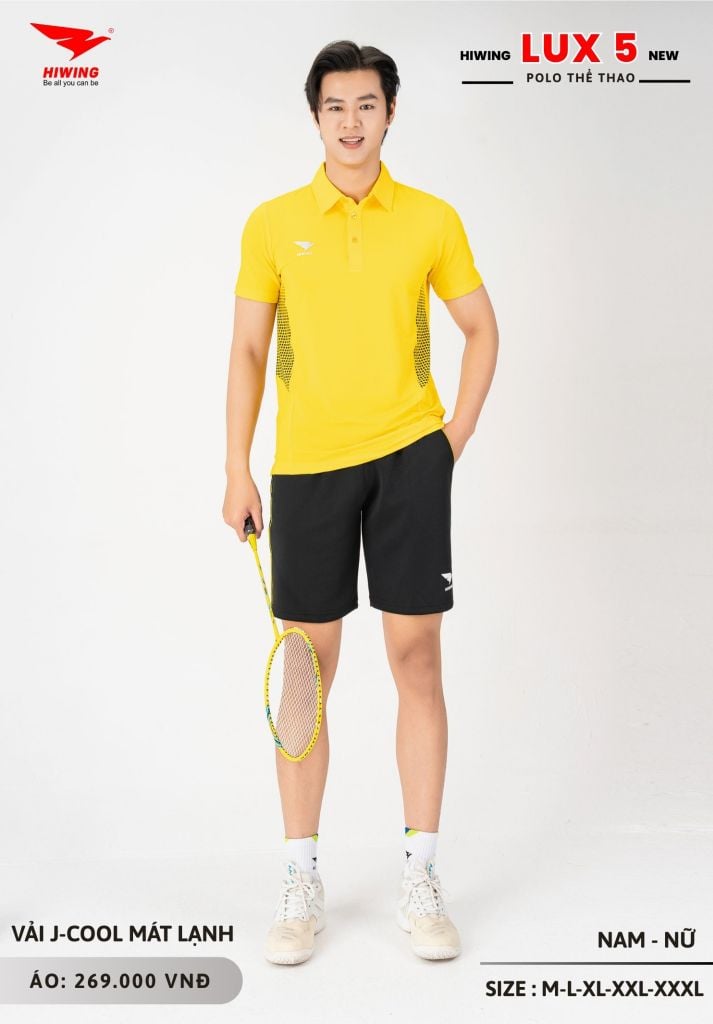 Áo Cầu Lông Pickleball Bóng Chuyền Hiwing Lux 5 Nam Nữ Màu Vàng