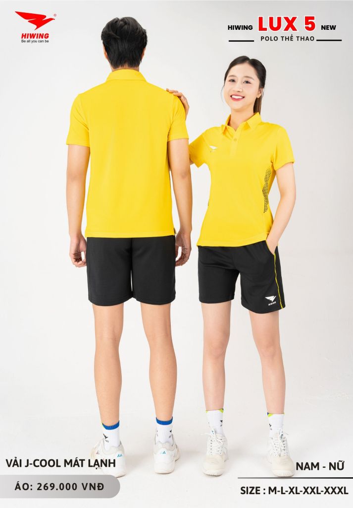 Áo Cầu Lông Pickleball Bóng Chuyền Hiwing Lux 5 Nam Nữ Màu Vàng
