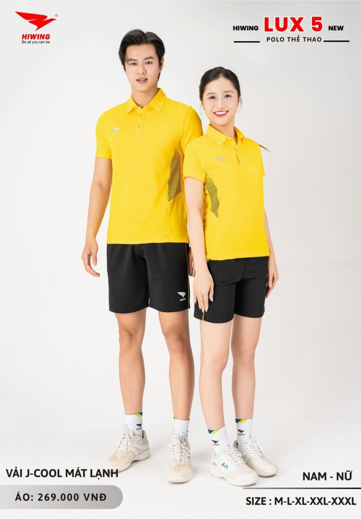 Áo Cầu Lông Pickleball Bóng Chuyền Hiwing Lux 5 Nam Nữ Màu Trắng