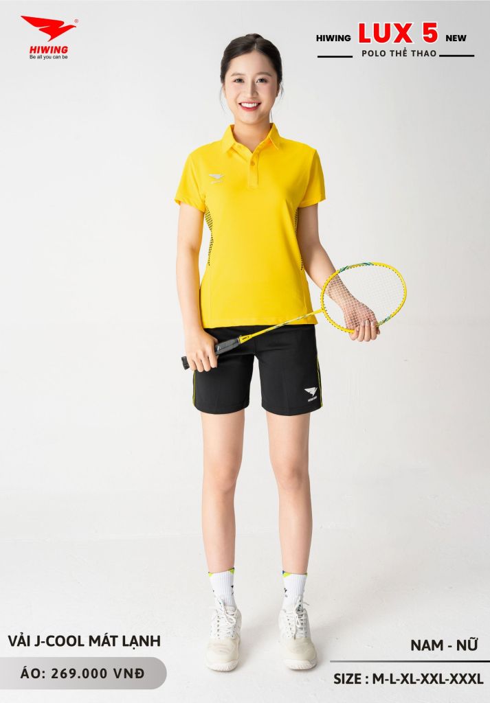 Áo Cầu Lông Pickleball Bóng Chuyền Hiwing Lux 5 Nam Nữ Màu Vàng