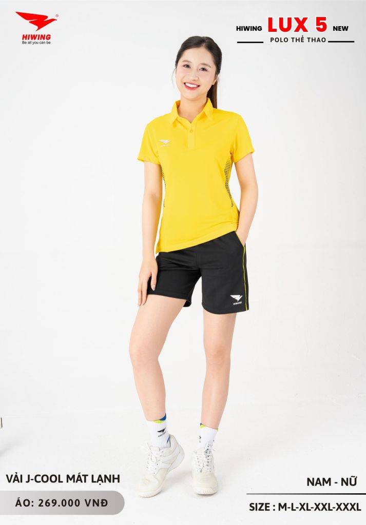Áo Cầu Lông Pickleball Bóng Chuyền Hiwing Lux 5 Nam Nữ Màu Vàng