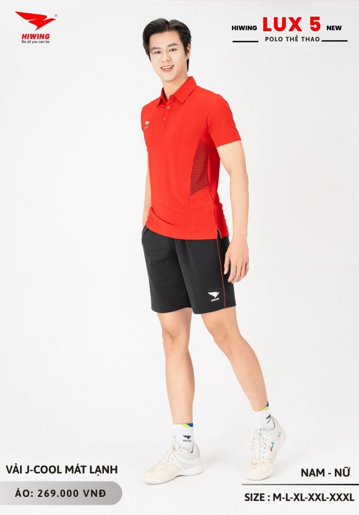 Áo Cầu Lông Pickleball Bóng Chuyền Hiwing Lux 5 Nam Nữ Màu Đỏ