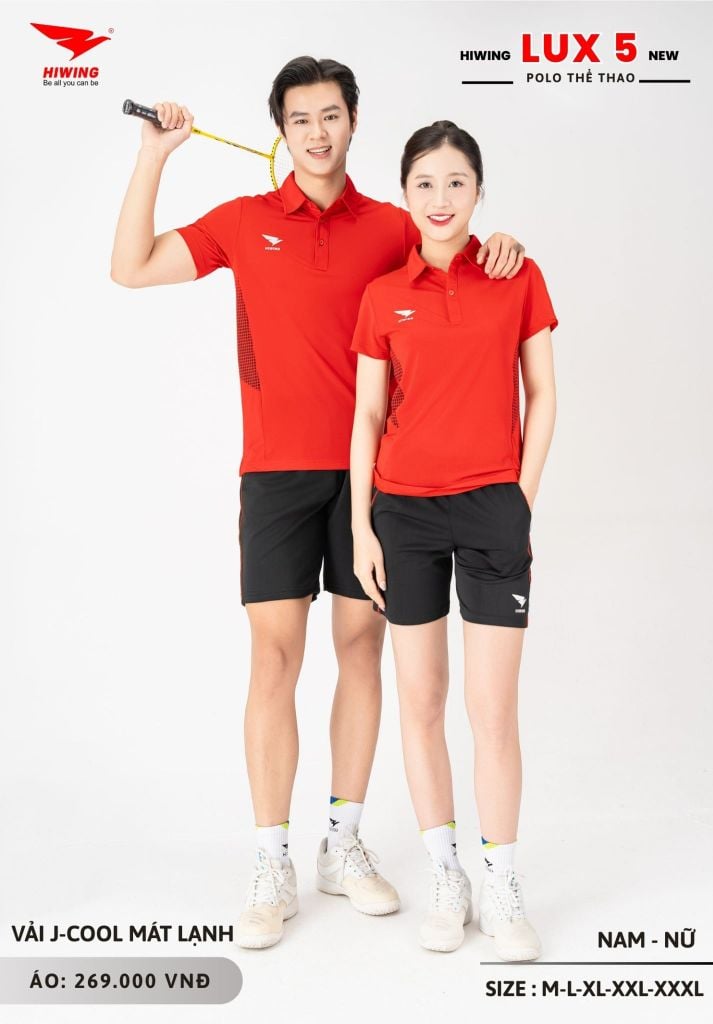 Áo Cầu Lông Pickleball Bóng Chuyền Hiwing Lux 5 Nam Nữ Màu Đỏ
