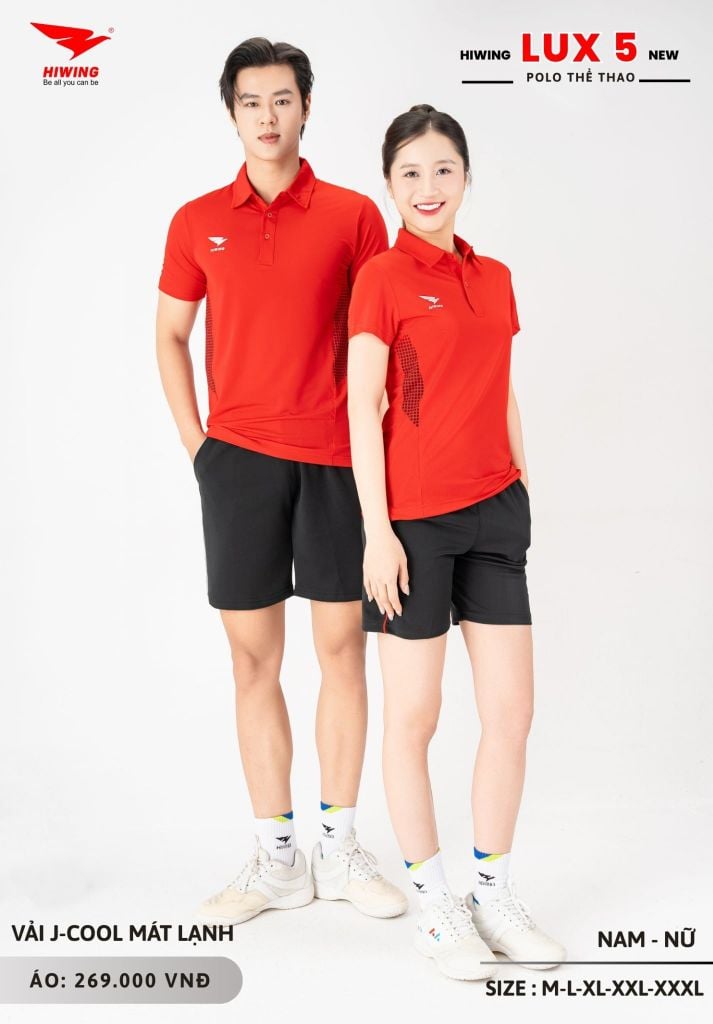 Áo Cầu Lông Pickleball Bóng Chuyền Hiwing Lux 5 Nam Nữ Màu Đỏ