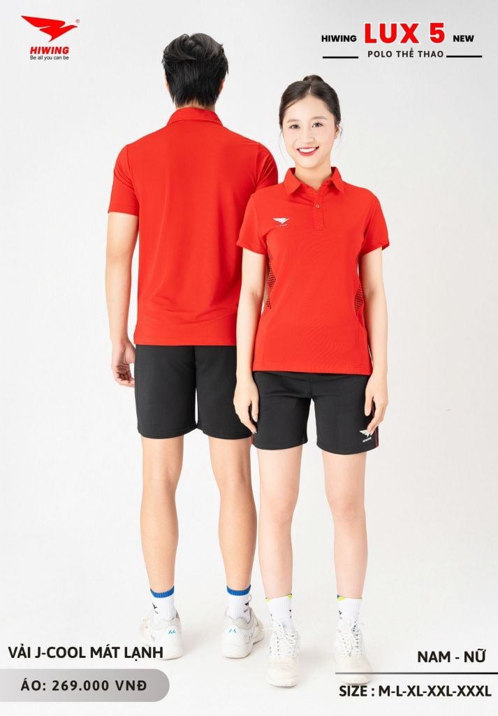 Áo Cầu Lông Pickleball Bóng Chuyền Hiwing Lux 5 Nam Nữ Màu Đỏ