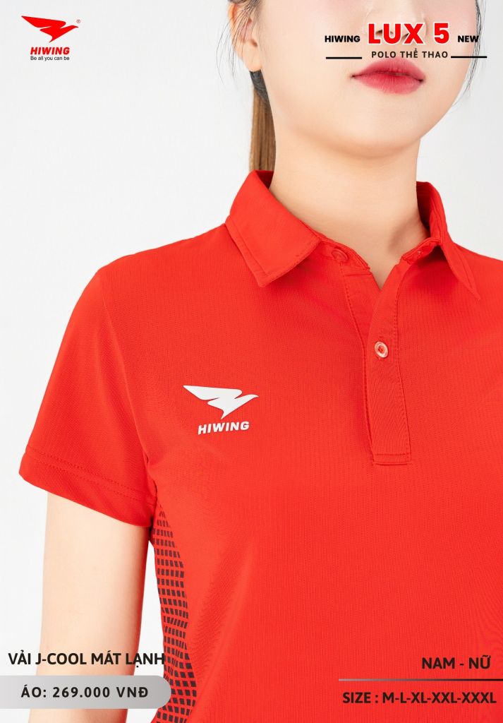Áo Cầu Lông Pickleball Bóng Chuyền Hiwing Lux 5 Nam Nữ Màu Đỏ