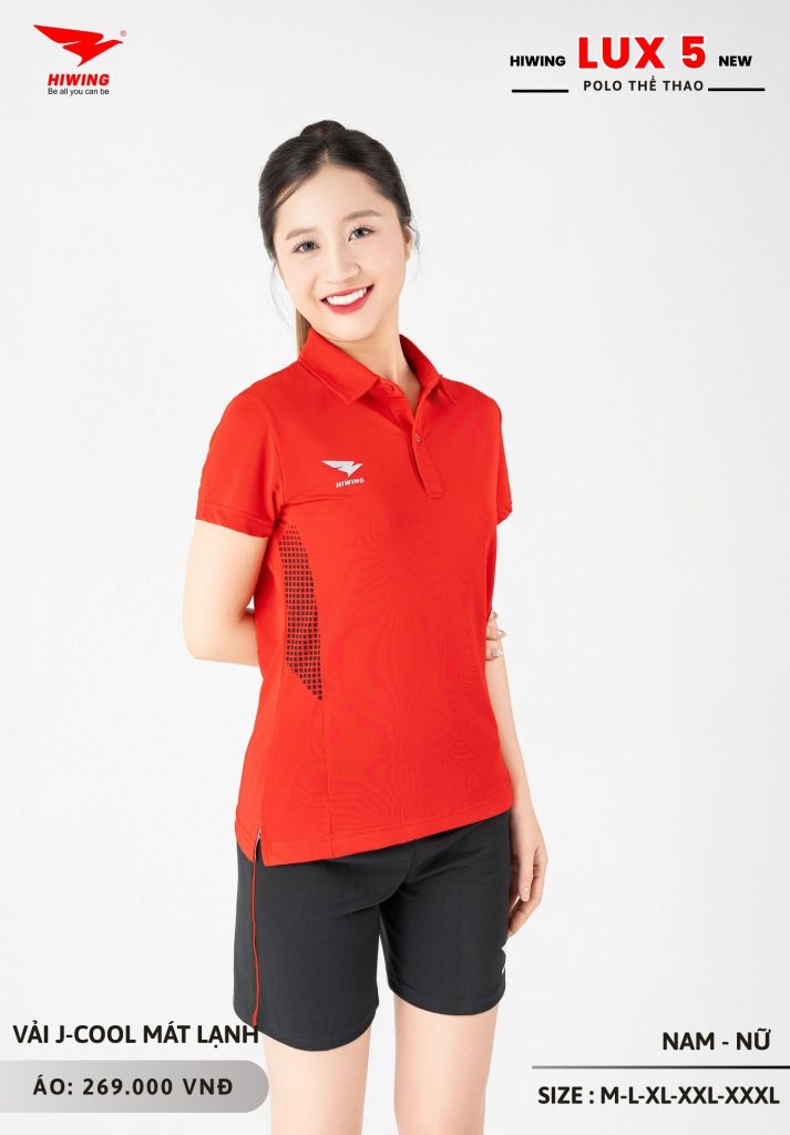 Áo Cầu Lông Pickleball Bóng Chuyền Hiwing Lux 5 Nam Nữ Màu Đỏ