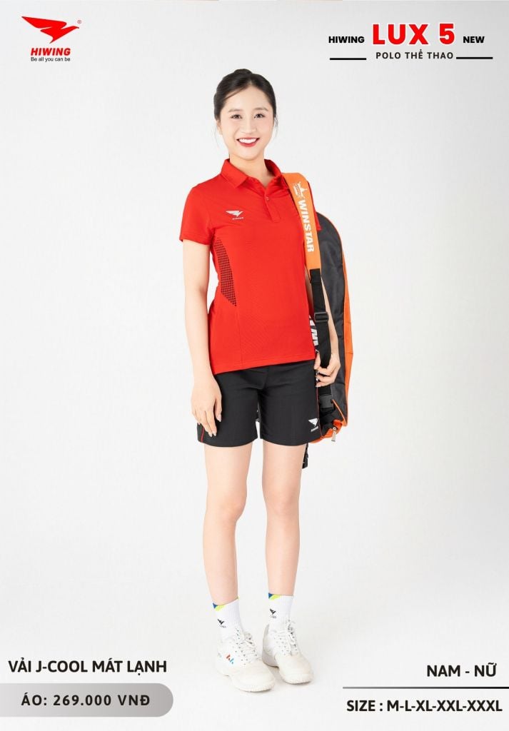 Áo Cầu Lông Pickleball Bóng Chuyền Hiwing Lux 5 Nam Nữ Màu Đỏ