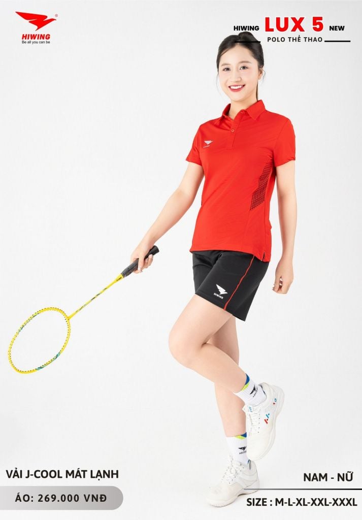 Áo Cầu Lông Pickleball Bóng Chuyền Hiwing Lux 5 Nam Nữ Màu Đỏ