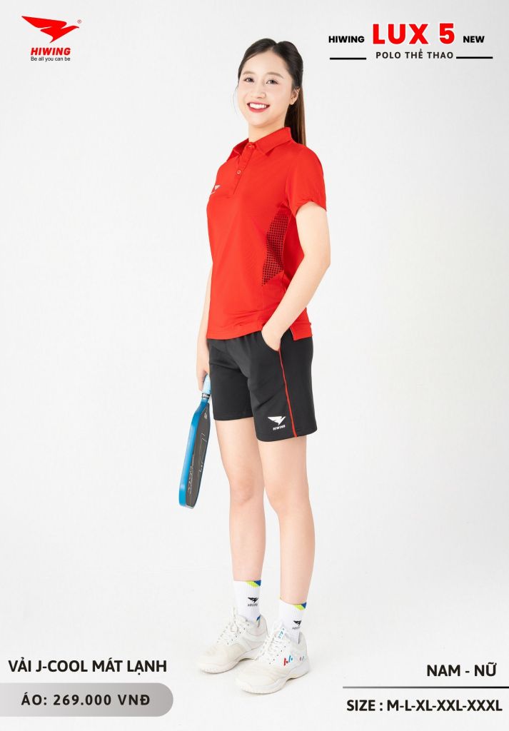 Áo Cầu Lông Pickleball Bóng Chuyền Hiwing Lux 5 Nam Nữ Màu Đỏ