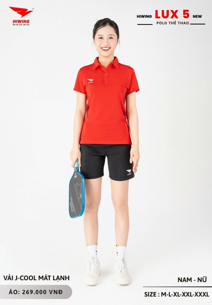 Áo Cầu Lông Pickleball Bóng Chuyền Hiwing Lux 5 Nam Nữ Màu Đỏ