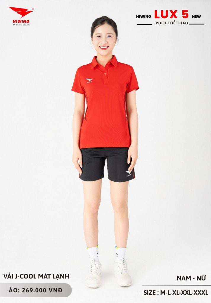 Áo Cầu Lông Pickleball Bóng Chuyền Hiwing Lux 5 Nam Nữ Màu Đỏ