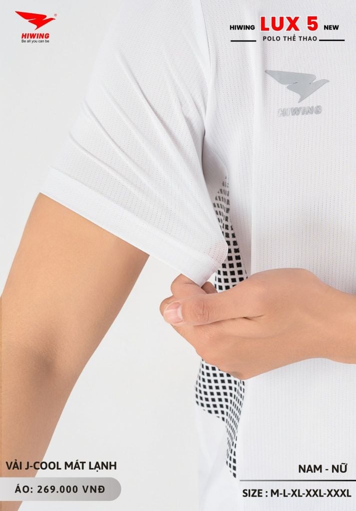 Áo Cầu Lông Pickleball Bóng Chuyền Hiwing Lux 5 Nam Nữ Màu Trắng