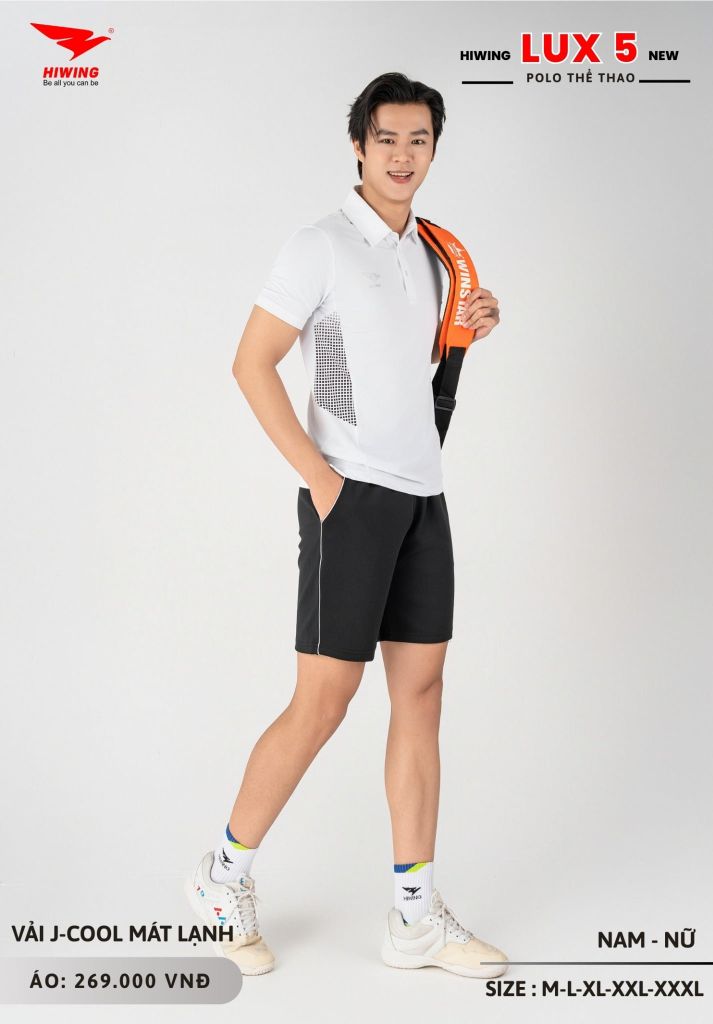 Áo Cầu Lông Pickleball Bóng Chuyền Hiwing Lux 5 Nam Nữ Màu Trắng