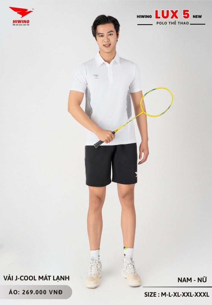Áo Cầu Lông Pickleball Bóng Chuyền Hiwing Lux 5 Nam Nữ Màu Trắng