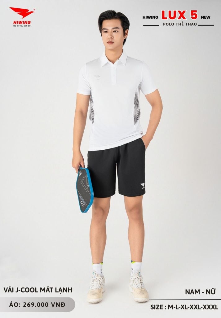 Áo Cầu Lông Pickleball Bóng Chuyền Hiwing Lux 5 Nam Nữ Màu Trắng