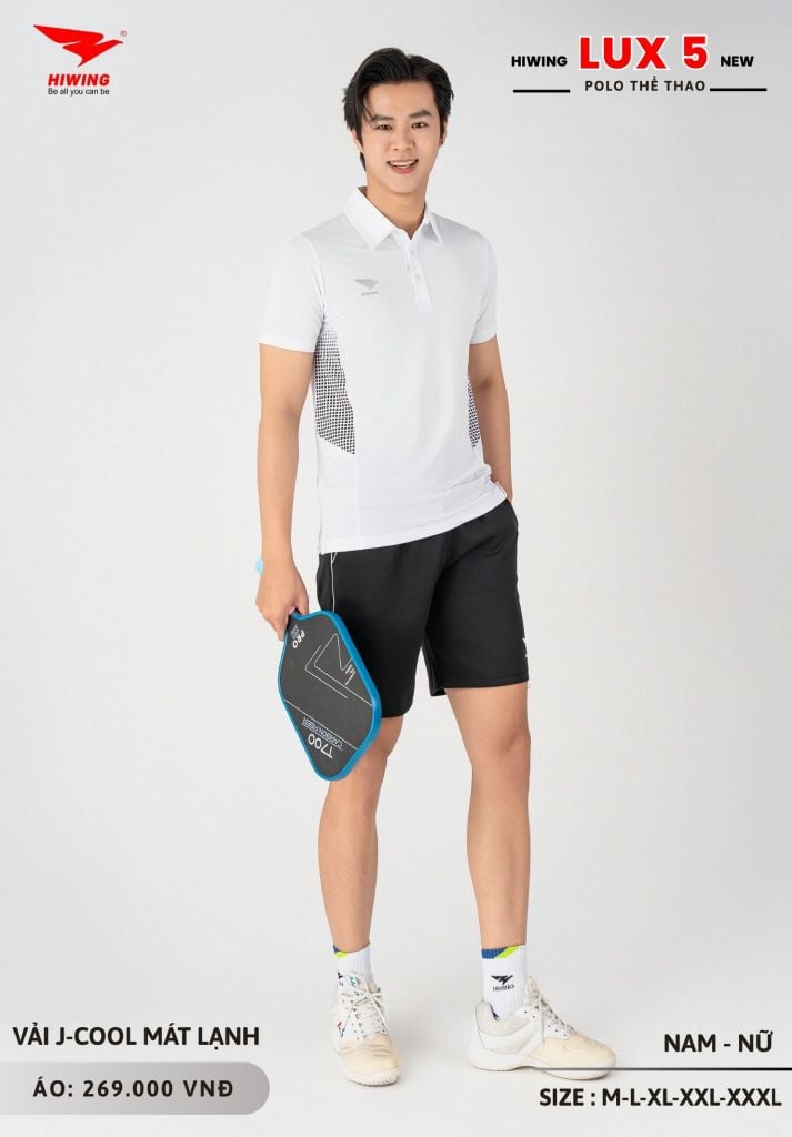 Áo Cầu Lông Pickleball Bóng Chuyền Hiwing Lux 5 Nam Nữ Màu Trắng