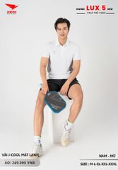 Áo Cầu Lông Pickleball Bóng Chuyền Hiwing Lux 5 Nam Nữ Màu Trắng