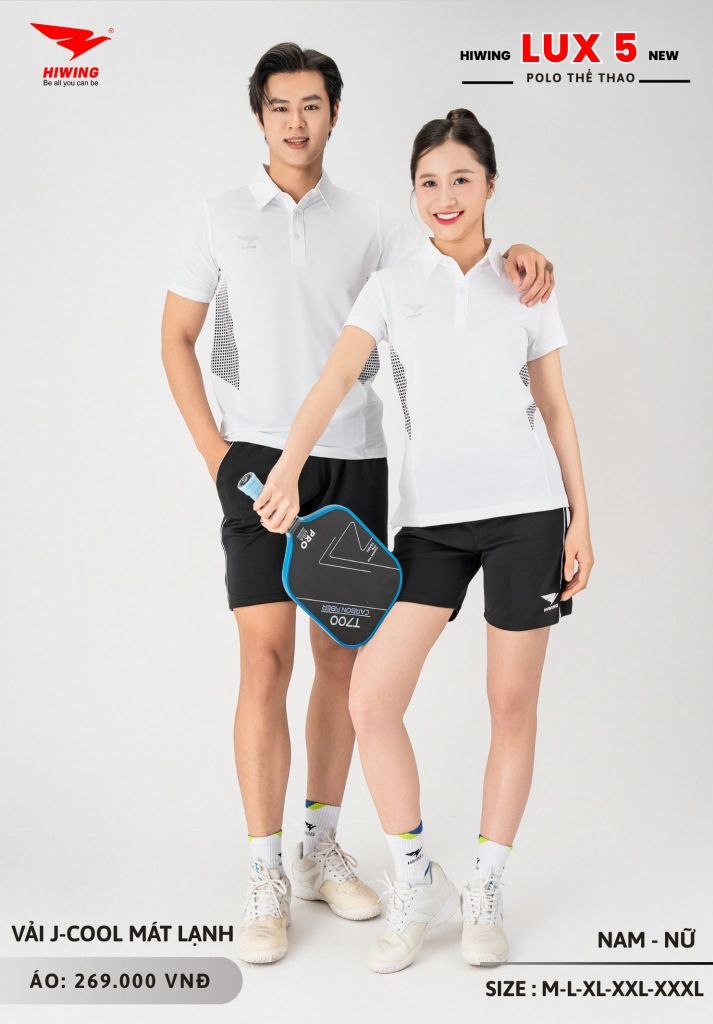 Áo Cầu Lông Pickleball Bóng Chuyền Hiwing Lux 5 Nam Nữ Màu Trắng