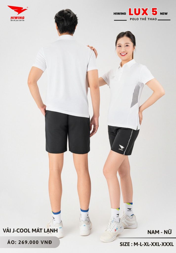 Áo Cầu Lông Pickleball Bóng Chuyền Hiwing Lux 5 Nam Nữ Màu Trắng