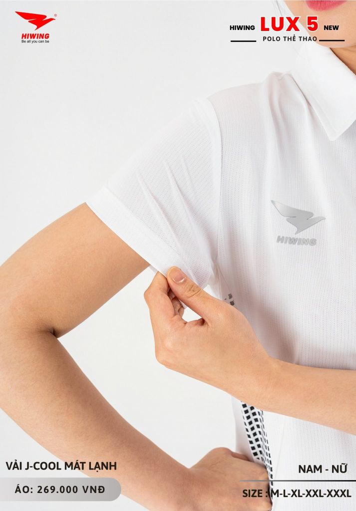 Áo Cầu Lông Pickleball Bóng Chuyền Hiwing Lux 5 Nam Nữ Màu Trắng