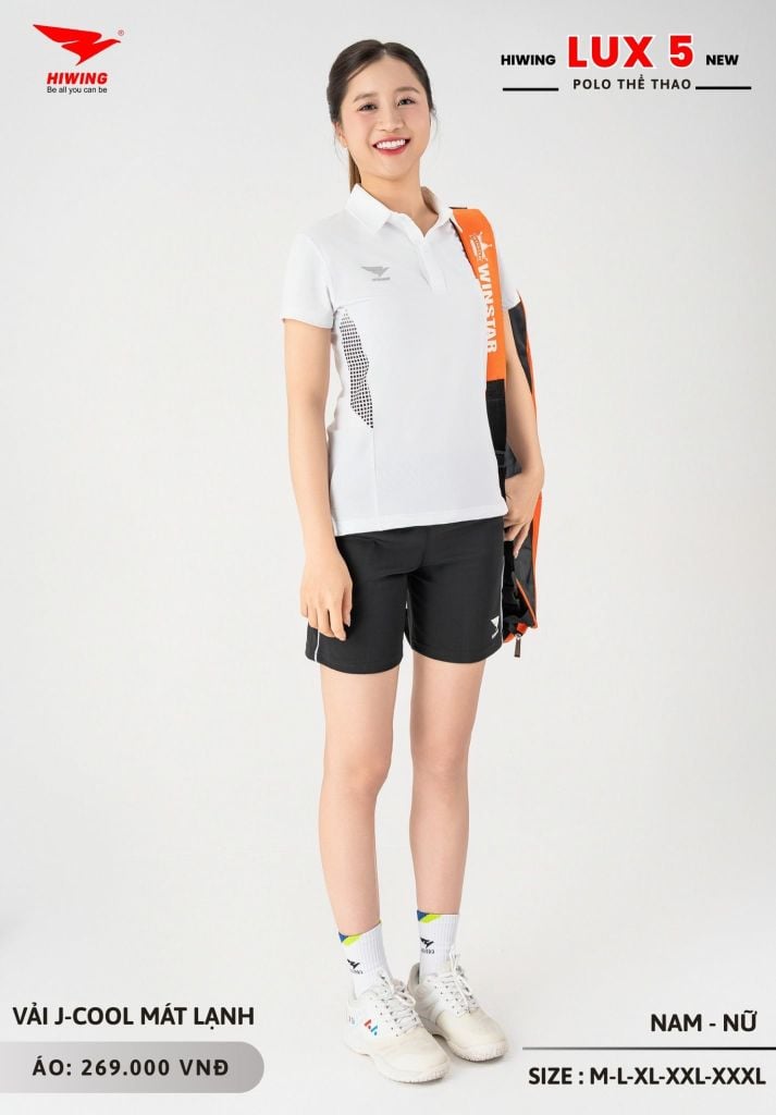 Áo Cầu Lông Pickleball Bóng Chuyền Hiwing Lux 5 Nam Nữ Màu Trắng