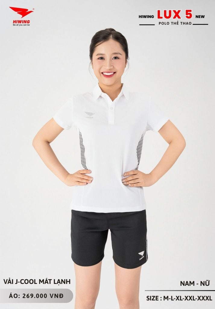 Áo Cầu Lông Pickleball Bóng Chuyền Hiwing Lux 5 Nam Nữ Màu Trắng