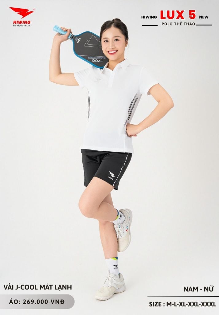 Áo Cầu Lông Pickleball Bóng Chuyền Hiwing Lux 5 Nam Nữ Màu Trắng
