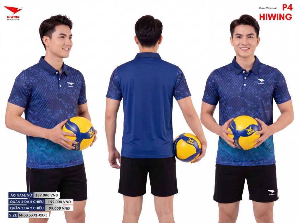 Áo Cầu Lông Pickleball Bóng Chuyền Hiwing P4 Nam Nữ Màu Xanh Than