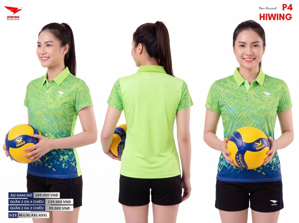 Áo Cầu Lông Pickleball Bóng Chuyền Hiwing P4 Nam Nữ Màu Xanh Lá