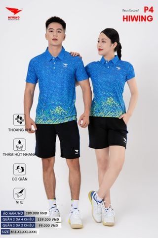 Áo Cầu Lông Pickleball Bóng Chuyền Hiwing P4 Nam Nữ Màu Xanh Da