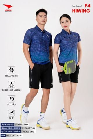 Áo Cầu Lông Pickleball Bóng Chuyền Hiwing P4 Nam Nữ Màu Xanh Than