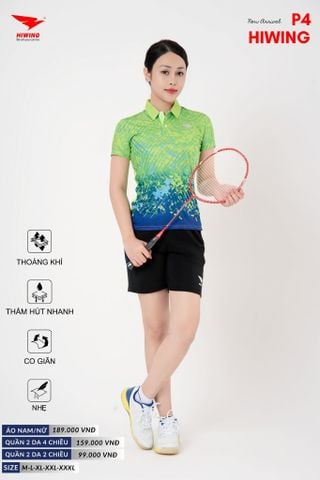 Áo Cầu Lông Pickleball Bóng Chuyền Hiwing P4 Nam Nữ Màu Xanh Lá