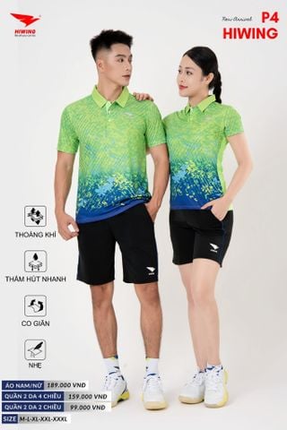 Áo Cầu Lông Pickleball Bóng Chuyền Hiwing P4 Nam Nữ Màu Xanh Lá