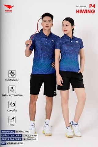 Áo Cầu Lông Pickleball Bóng Chuyền Hiwing P4 Nam Nữ Màu Xanh Than