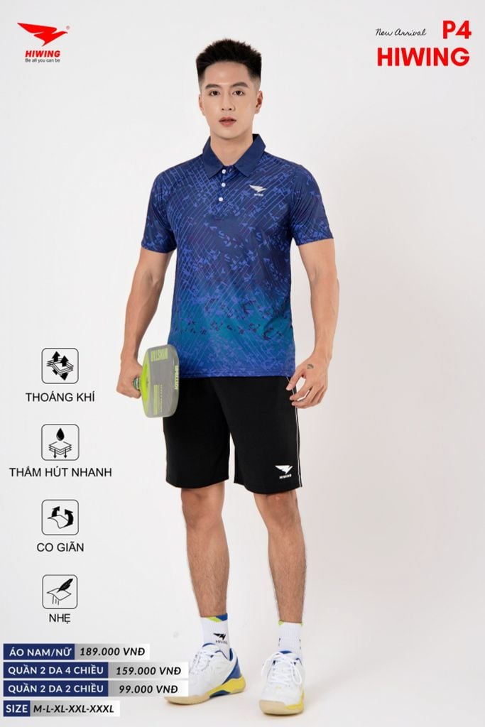 Áo Cầu Lông Pickleball Bóng Chuyền Hiwing P4 Nam Nữ Màu Xanh Lá
