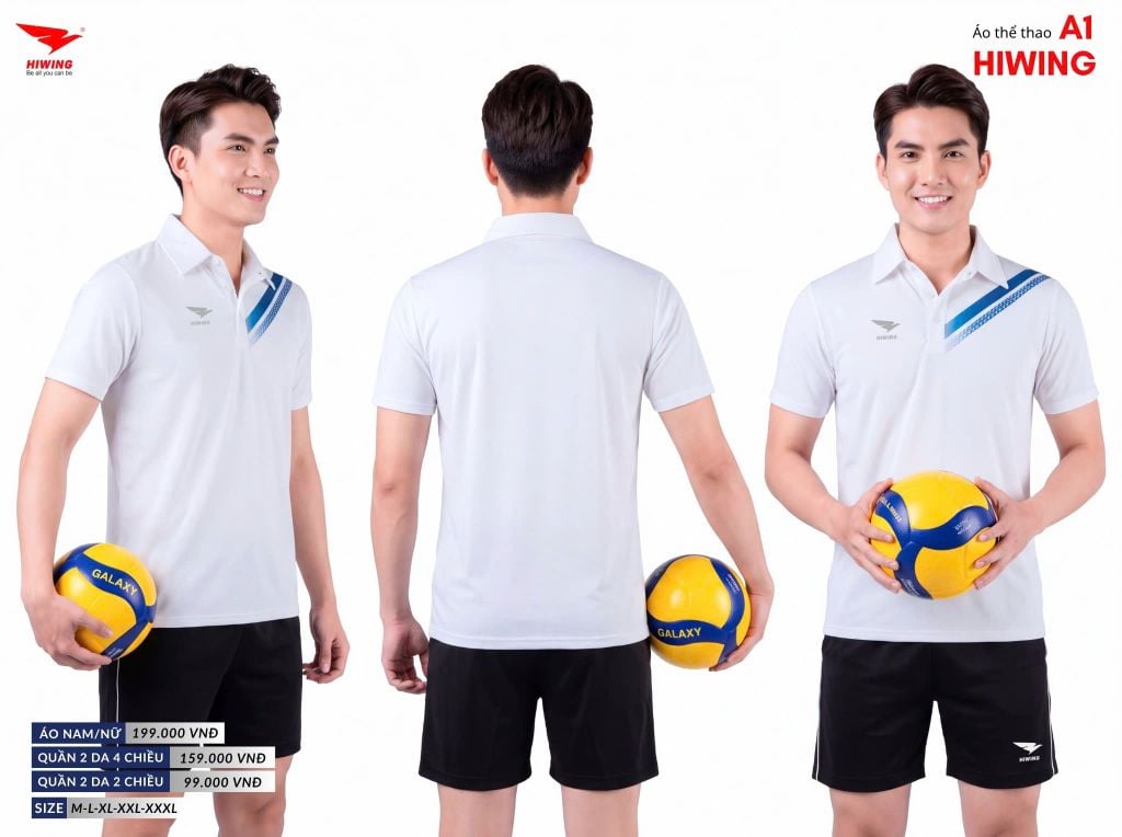 Áo Cầu Lông Pickleball Hiwing Cooling Fabric A1 Màu Trắng New 2025