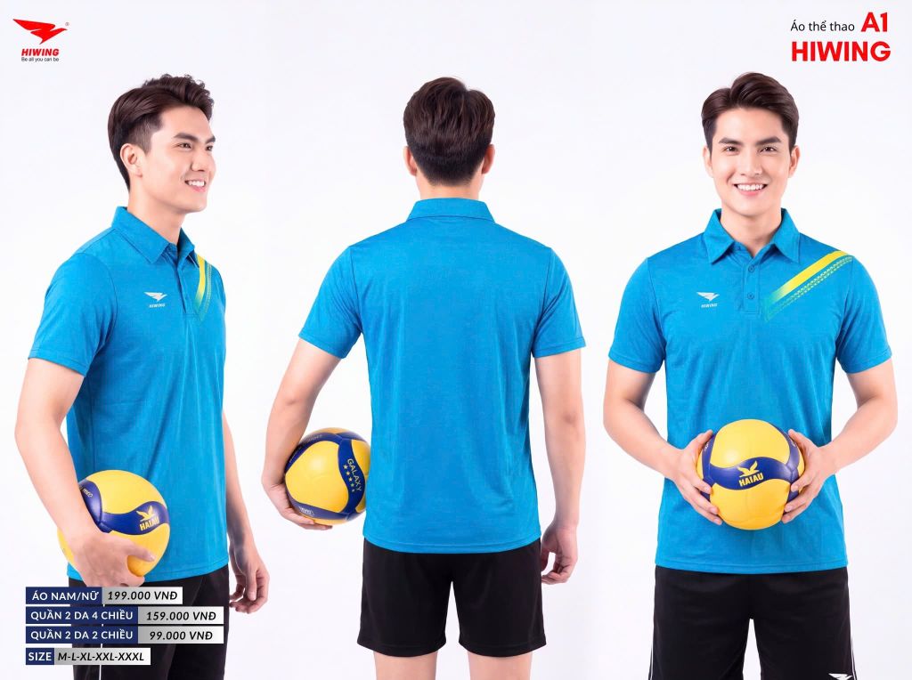Áo Cầu Lông Pickleball Hiwing Cooling Fabric A1 Màu Xanh New 2025