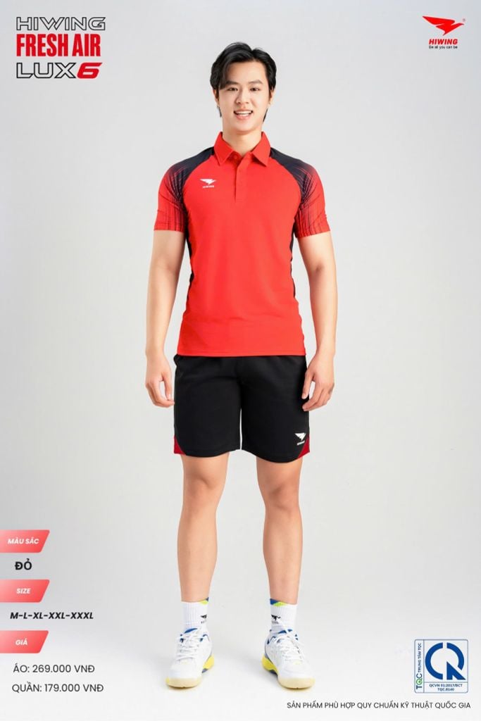 Áo Cầu Lông Pickleball HIWING FRESH AIR LUX6 Nam Nữ Màu Xanh Đỏ