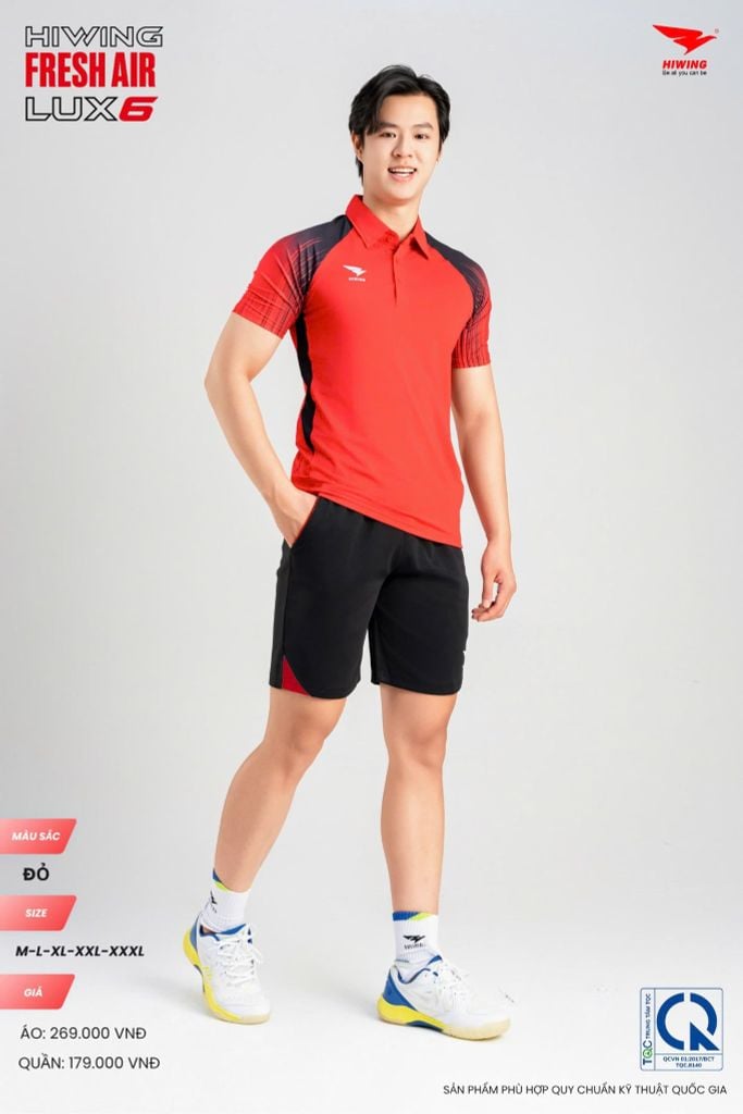 Áo Cầu Lông Pickleball HIWING FRESH AIR LUX6 Nam Nữ Màu Xanh Đỏ
