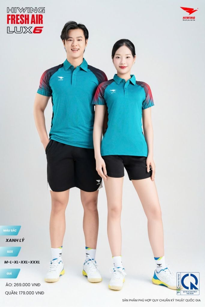 Áo Cầu Lông Pickleball HIWING FRESH AIR LUX6 Nam Nữ Màu Xanh Lý