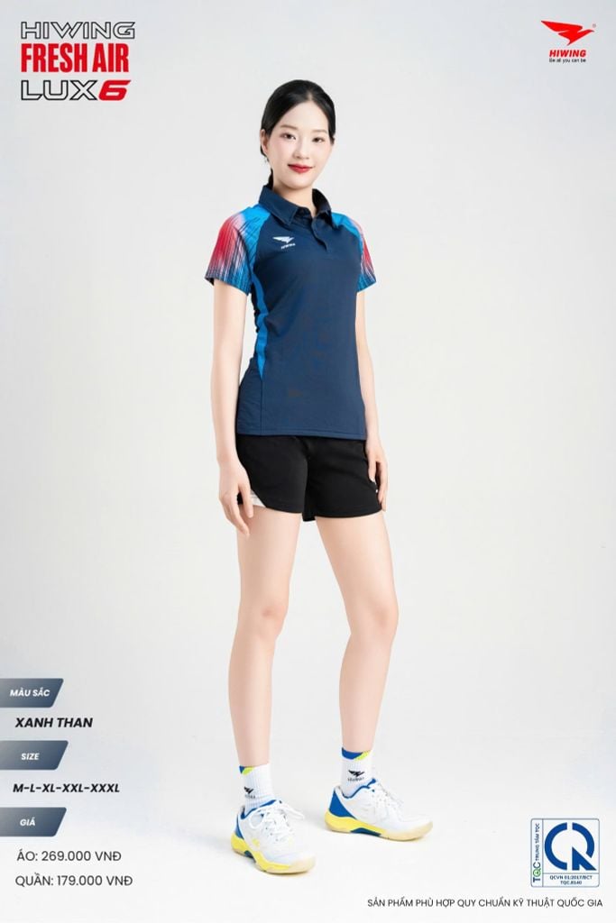 Áo Cầu Lông Pickleball HIWING FRESH AIR LUX6 Nam Nữ Màu Xanh Da