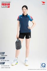 Áo Cầu Lông Pickleball HIWING FRESH AIR LUX6 Nam Nữ Màu Xanh Than