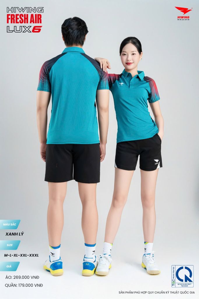 Áo Cầu Lông Pickleball HIWING FRESH AIR LUX6 Nam Nữ Màu Xanh Lý