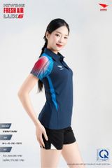 Áo Cầu Lông Pickleball HIWING FRESH AIR LUX6 Nam Nữ Màu Xanh Than