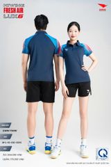 Áo Cầu Lông Pickleball HIWING FRESH AIR LUX6 Nam Nữ Màu Xanh Than